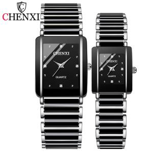 CHENXI 커플 시계 방수 탑 브랜드 럭셔리 시계 여성용 남성용 도자기 및 금속 스트랩 Relojes Para Mujer