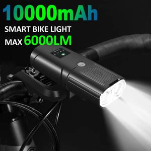 NEWBOLER 스마트 자전거 라이트 전면 10000mAh 자전거 라이트 6000루멘 방수 USB 충전 MTB 도로 사이클링 램프 자전거 액세서리