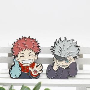 Gojo Satoru Itadori Yuji 에나멜 핀 애니메이션 역할 아이 마스크 그림 만화 브로치 배지 만화 Jujutsu Kaisen 액세서리 쥬얼리