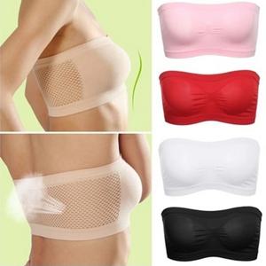 레이디의 섹시한 Strapless 자르기 탑 브래지어 Bandeau Boob Tube 브래지어 여름 통기성 메쉬 보이지 않는 Strapless 가슴 랩 튜브 탑