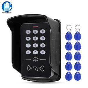 OBO 독립형 액세스 제어 키패드 RFID 키보드 시스템 방수 야외 커버 125KHz 컨트롤러 카드 리더기 10pcs Keyfobs