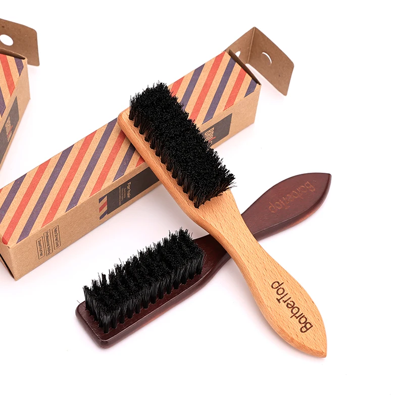 Barbertop 남자 수염 브러시 나무가 우거진 손잡이 부드러운 머리 청소 브러시 ​​깨진 머리 제거 빗 미용 목 먼지 떨이 이발사 도구