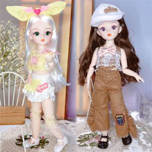 여러 이동식 관절이있는 BJD 인형 및 옷 30cm 1/6 3D 시뮬레이션 눈 경첩 인형 소녀의 DIY 드레스 생일 선물 장난감