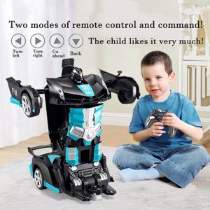 2IN1 전기 RC 자동차 변환 로봇 원 키 변형 자동차 야외 원격 제어 스포츠카 모델 어린이 소년 장난감