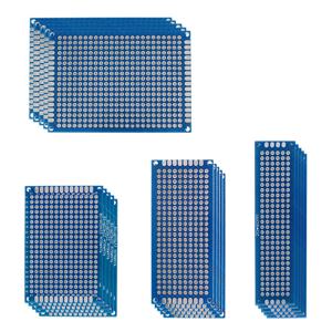 20 개/몫 양면 PCB 키트 보드 브레드 보드 2x8 3x7 4x6 5x7cm 범용 PCB 실험 블루 프로토 타입 회로 기판 Diy