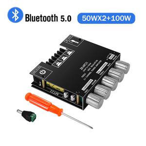 ZK-MT21 채널 Bluetooth 5.0 TPA3116 2.1 서브우퍼 증폭기 보드 50W X 2+100W 전력 오디오 스테레오 증폭기 보드 베이스 앰프 AUX