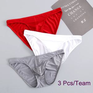 3 Pcs 남성 속옷 팬티 나일론 남성용 파우치 hombre 슬립 레드 보이즈 팩 로트 통기성과 섹시한 남성 팬티
