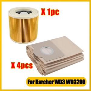 Karcher WD3 프리미엄 WD3200 WD 3300 MV3 액세서리 A2004 A2054 진공 청소기 예비 부품 용 교체 먼지 봉투 Hepa 필터