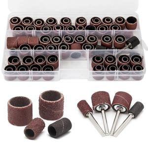 104pcs 샌딩 드럼 키트 80/120 그릿 네일 드릴 비트 연마 도구 Dremel 네일 드릴 용 샌드 맨드릴 로타리 연마 도구