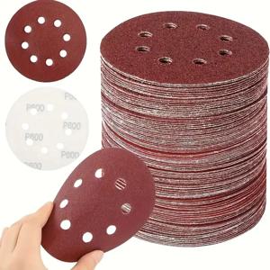 8 홀 125mm 사포 목공 금속 그라인딩 디스크 연마 연마 도구 60/120/180/240/400 그릿
