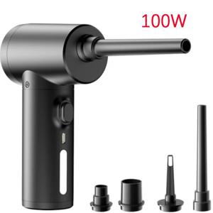 충전식 공기 청정기, 압축 송풍기, 51000 RPM, 블랙, 강력한 흡입, 휴대용 컴퓨터 키보드, 다기능, 68W, 100W