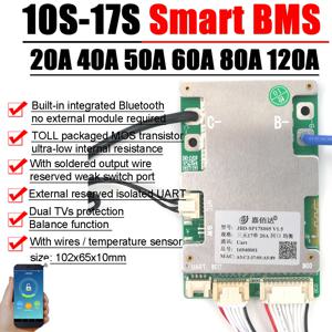 JBD 10S ~ 17S 블루투스 스마트 BMS 14S 13S 리튬 배터리 보호 보드 밸런스 36V 48V 52V 60V 72v 리튬 이온 Lipo 16S LifePo4