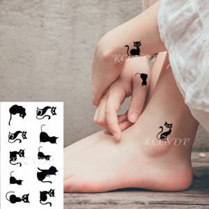 방수 임시 문신 스티커 고양이 여우 동물 가짜 문신 플래시 문신 목 손 뒤로 발 어깨 어린이 여성 남성을위한