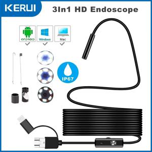 안드로이드 내시경 카메라, 마이크로 USB C 타입 보어스코프 미니 카메라, 방수 LED 자동차 검사, 화웨이 샤오미 PC용, 3 in 1, 7mm