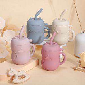 TYRY.HU 150ML 실리콘 아기 먹이 밀짚 컵 아이 학습 먹이 병 누출 방지 식기 유아 Drinkware 물병
