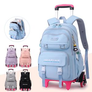 바퀴가 달린 어린이 학교 가방 소녀를위한 학생 배낭 트롤리 가방 귀여운 Schoolbag 롤링 바퀴 달린 배낭 책 가방