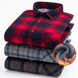7XL8XLPlus 사이즈 남성용 양면 벨벳 가을, 겨울 격자 무늬 격자 무늬 긴팔 셔츠 겨울 중년 및 노인 셔츠