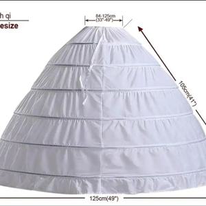 6 후프 3 후프 8 후프 크리 놀린 블랙 화이트 롱 웨딩 페티코트 볼 가운 드레스 언더 셔츠 스커트 하프 슬립 웨딩 액세서리