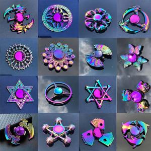 17 스타일 레인보우 컬러 핑거 팁 자이로 장난감 금속 스피너 다채로운 고속 핸드 스피너 Fidget Toys 성인을위한 스트레스