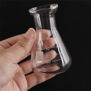 투명 유리 넓은 삼각형 플라스크, 원추형 엘렌마이어 실험실 장비, 50ml