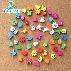 10/25/50pcs 만화 압정 푸시 핀 무작위 컬러지도 사진 사무실 학교 용품에 대 한 나무 핀 보드 코르크 보드