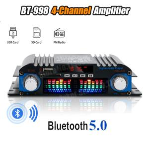 HiFi 사운드 앰프 4 채널 디지털 오디오 블루투스 앰프 1600W 피크 전력 가라오케 플레이어 FM 라디오 지원 원격 제어