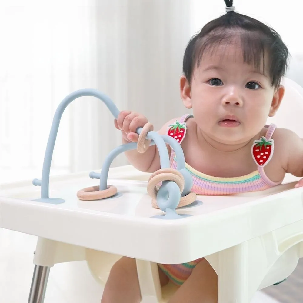 새로운 어린이 나무 반지 부드러운 실리콘 Teether 장난감 유아 젖니가 남 씹는 장난감 아기 액세서리 신생아 사진 아기 장난감