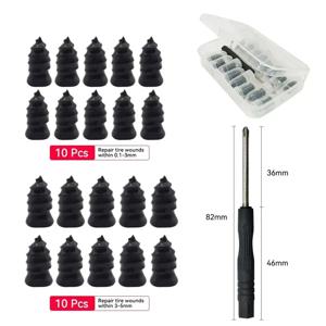 21-10PCS 진공 자동차 타이어 수리 고무 손톱 세트 범용 타이어 나사 튜브리스 수리 도구 오토바이 트럭에 대 한 액세서리 키트