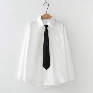 GIDYQ 여성 화이트 Jk 셔츠 긴 소매 가을 학생 셔츠 캐주얼 버튼 업 일본 블랙 타이 프레피 스타일 걸스 탑 New