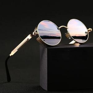 남성과 여성을 위한 클래식 Steampunk 선글라스 레트로 라운드 메탈 프레임 선글라스