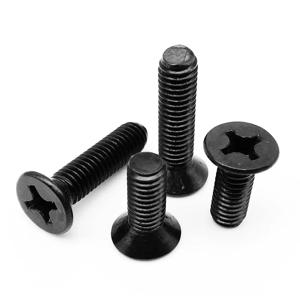 50/100/200pcs M1 M1.2 M1.4 M1.6 M2 M2.5 M3 M4 십자형 필립스 플랫 카운터 싱크 헤드 나사 볼트 GB819 검정색 탄소강