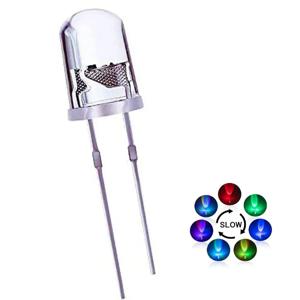 50pcs 5mm 여러 가지 빛깔의 느린/빠른 깜박이는 LED 다이오드 깜박이는 발광 다이오드 2 핀 투명 라운드 렌즈 전자 부품
