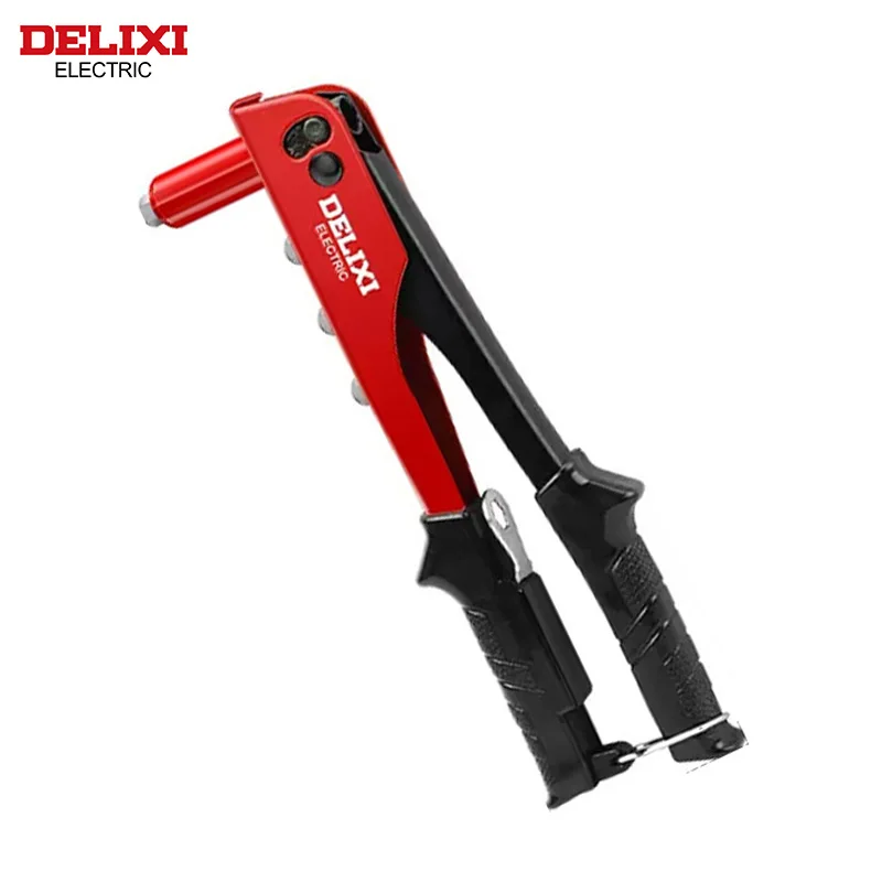 DELIXI ELECTRIC 리벳 건, 수동 전문 풀 건 하이 레버 더 많은 노동 절약, 금속 시트 및 파이프의 조임 및 리벳팅