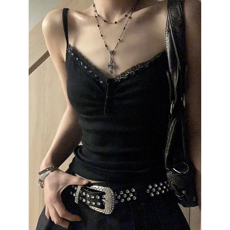 GIDYQ 여름 레이스 여성 Camis 한국 패션 streetwear 섹시한 자르기 탑 하라주쿠 캐주얼 여성 모든 경기 탱크 new
