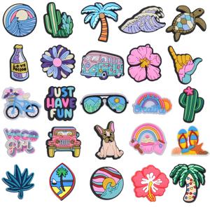 버블 슬라이드 샌들, 크리스마스, 생일을위한 PVC 신발 장식 액세서리에 대한 25Pcs 여름 컬렉션 테마 구두 매력