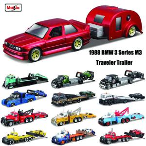 Maisto 1:64 1988 BMW 3 시리즈 M3 1965 포드 머스탱 엘리트 운송 다이캐스팅 자동차 모델 컬렉션 선물 장난감