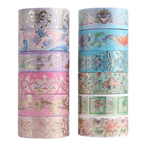 12pcs 피는 꽃 Washi 테이프 세트 15mm * 2m 꽃 접착 마스킹 테이프 홈 DIY 아트 앨범 스티커 장식 A6033
