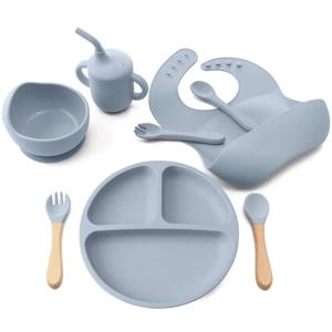 8 개/대 BPA 무료 실리콘 아기 먹이 세트 빨판 그릇 요리 접시 밀짚 컵 숟가락 포크 어린이 식기에 대 한 아기 턱 받이