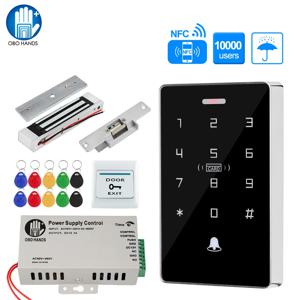 야외 액세스 제어 시스템 키트 세트 방수 RFID 키패드 125KHz 13.56MHz NFC + 180KG 전기 자기 잠금 장치 스트라이크 잠금 장치