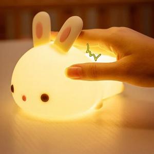 터치 센서 RGB LED 토끼 밤 빛 16 색 어린이위한 USB 충전식 실리콘 토끼 램프 아기 장난감 축제 선물