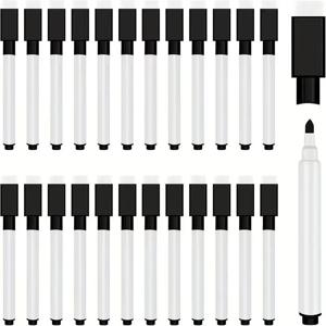 지우개 캡이있는 25Pcs 블랙 드라이 지우기 마커 화이트 보드 사무실 학교 용품에 대한 미니 드라이 지우기 마커