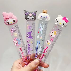 4Pcs Kawaii 편지지 눈금자 만화 Kuromi 내 멜로디 Cinnamoroll 15cm 눈금자 학생 학교 사무용품