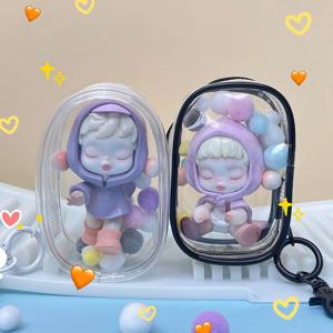 1pcs 귀여운 만화 인형 보관 가방 키 체인 PVC 투명 미스터리 상자 두꺼운 지갑 소녀 어린이 Kawaii 장난감 인형 선물 가방