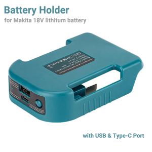 마키타 18V 리튬 배터리용 고속 충전기 랙, 휴대용 어댑터, 5V USB 포트, 18W C타입 포트, 고속 충전, 1 개