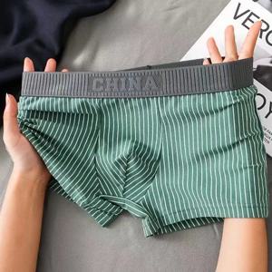 1Pcs 복서 반바지 남성 속옷 섹시한 팬티 코튼 스트라이프 남자 속옷 남성 복서 옴므 U 볼록 란제리 무료 배송