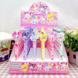 새로운 Sanrio 멜로디 젤 펜 24/48pcs Kawaii 학생 문구 학교 용품 0.5 검은 만화 패치 프레스 펜 귀여운 사무실 선물