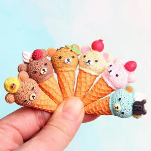 2 개/몫 귀여운 규모 소형 수지 아이스크림 콘 인형 집 놀이 주방 음식에 대한 음식 척
