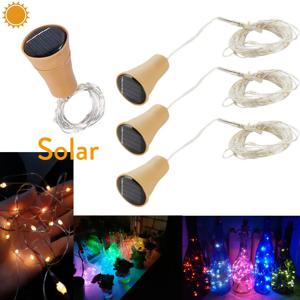 1M 10LED 1.5M 15LED 2M 20LED LED 태양 구리 코르크 와이어 문자열 조명 와인 병 파티 축제 크리스마스 야외 장식