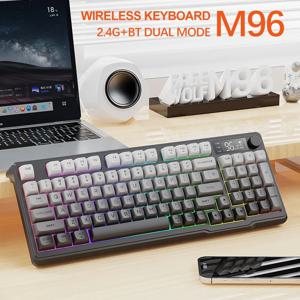 M96 Bluetooth 키보드 무선 FREEWOLF 스크린 게임용 키보드, 전자 스크린, 다중 장치 연결, 인체 공학적 게임