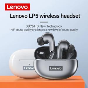 Lenovo LP5 TWS 블루투스 이어폰 9D 스테레오 HiFi 스포츠 iPhone 13 Xiaomi 블루투스 헤드폰 용 방수 무선 이어 버드